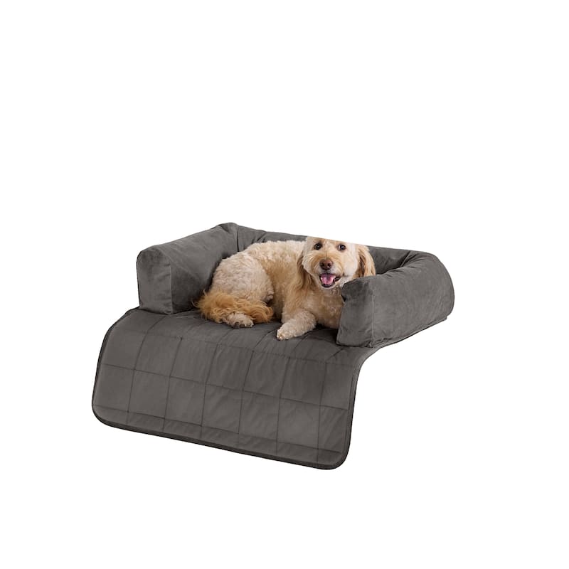 SureFit Pet Otis Quilted 3-Sided Bolster Pet Bed, Waterproof Couch Protector