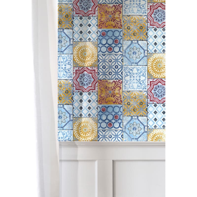 NextWall Moroccan Tile Peel and Stick Removable Wallpaper