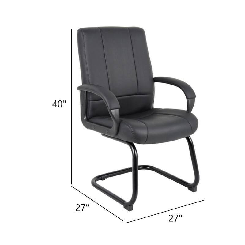 Ruia Mid Back Guest Armchair, Black Soft Vinyl, Cantilever Base