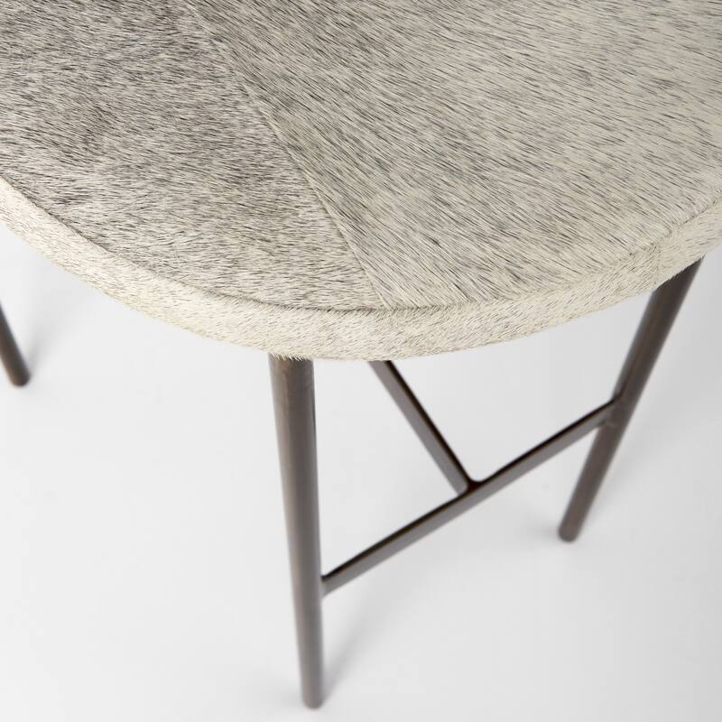 Millie Black Genuine Leather Seat with Nickel Metal Frame Counter Stool