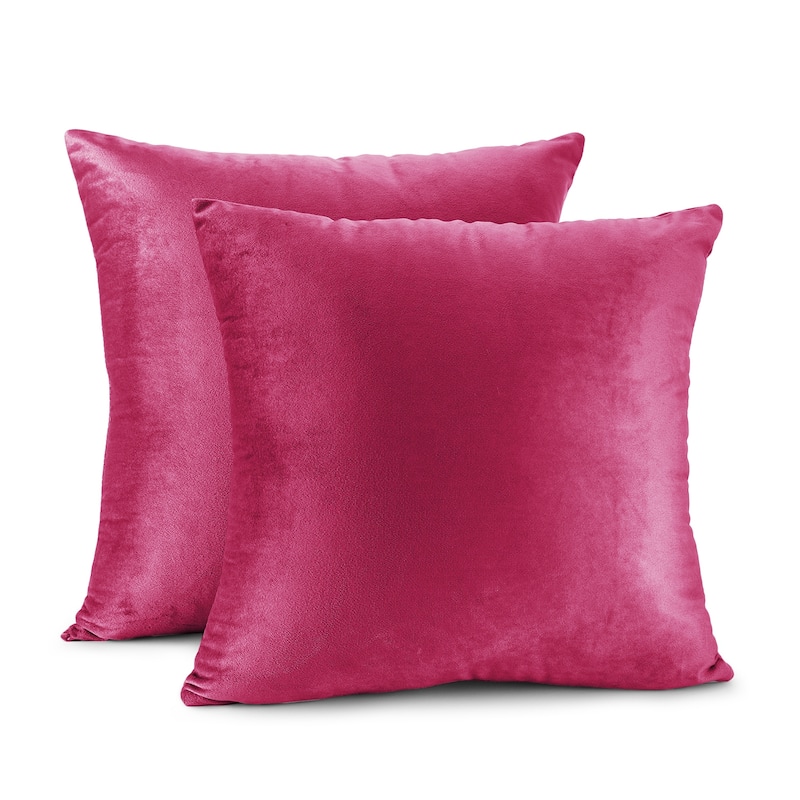 Porch & Den Cosner Microfiber Velvet Throw Pillow Covers (Set of 2) - 16" x 16" - Hot Pink
