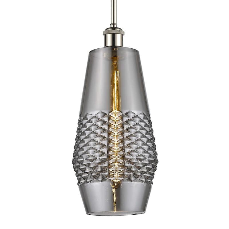Innovations Lighting 516-1S-17-7 Windham Pendant Windham 7" Wide Mini - Polished Nickel / Smoked