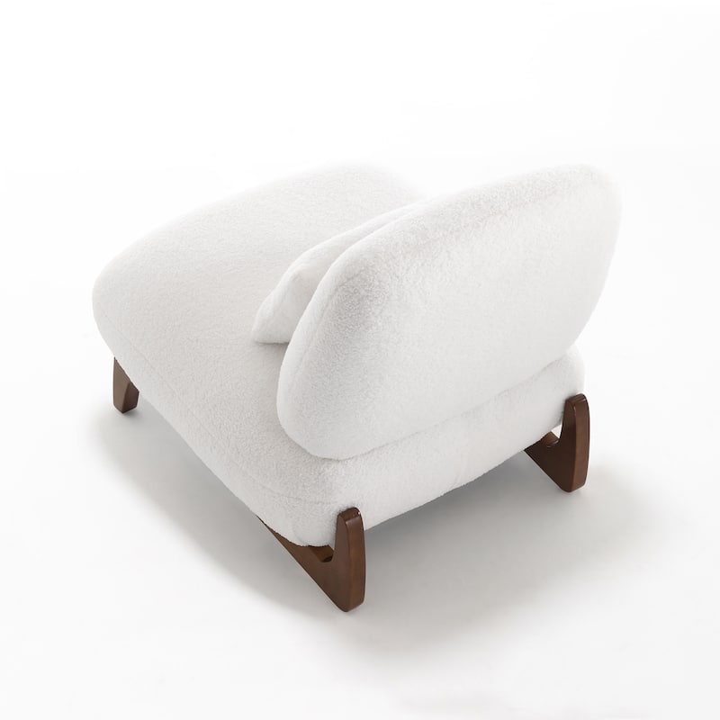 Modern Boucle Fabric Armlesschair Sofa Lounge Chair with Wood Frame