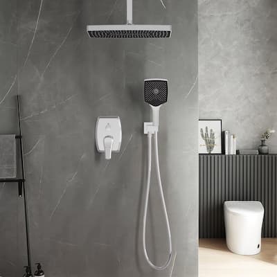 GIVINGTREE 3 Spray 14" Rectangular Ceiling Shower Head with Hand Shower & Tub Spout