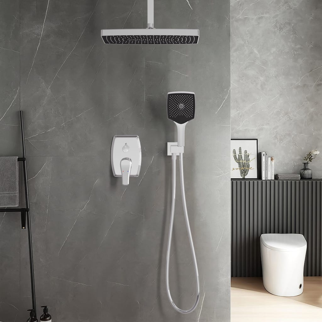 GIVINGTREE 3 Spray 14" Rectangular Ceiling Shower Head with Hand Shower & Tub Spout