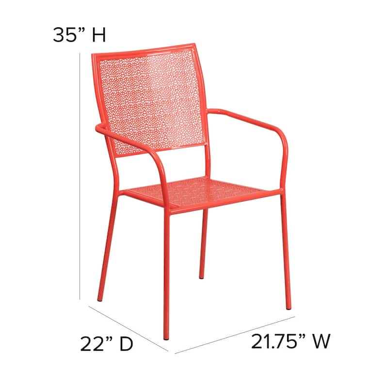 5 Pack Indoor-Outdoor Steel Patio Arm Chair with Square Back