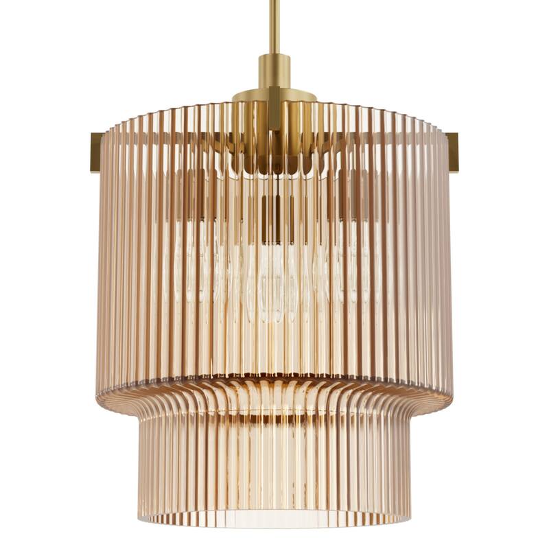 Hunter + Jasmine Roth Ontario Ribbed Glass Pendant Chandelier - Foyer, Dining Room, Kitchen Table or Island - Transitional, Glam