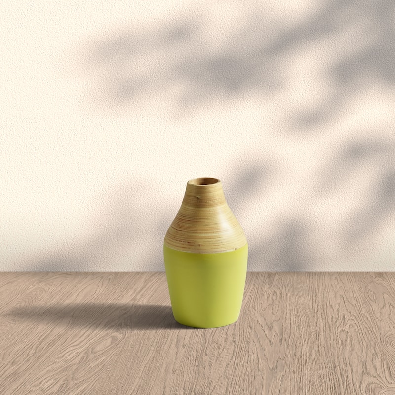 Tropics Bamboo Vase - Green - 8 Inches