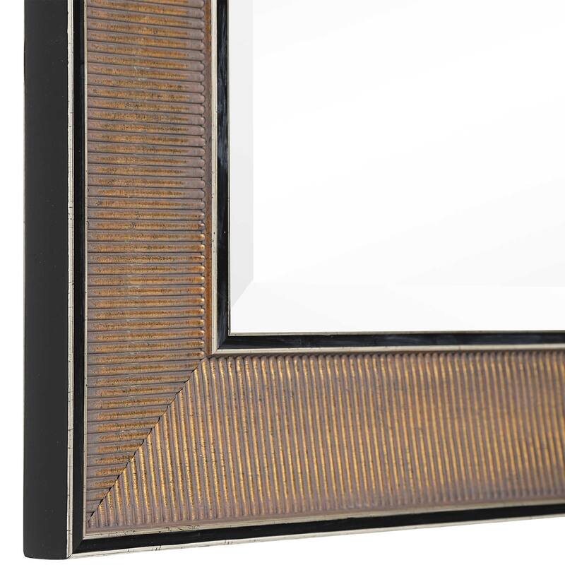 Antique Beveled Rectangular Wall Mirror - 46" - Gold and Black