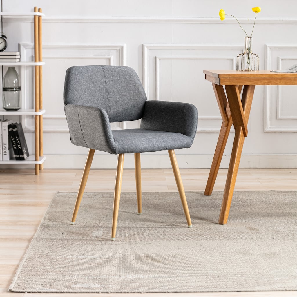 Small Modern Living Dining Room Accent Chairs Fabric Mid-Century Upholstered Side Seat Club Guest with Metal Legs Legs