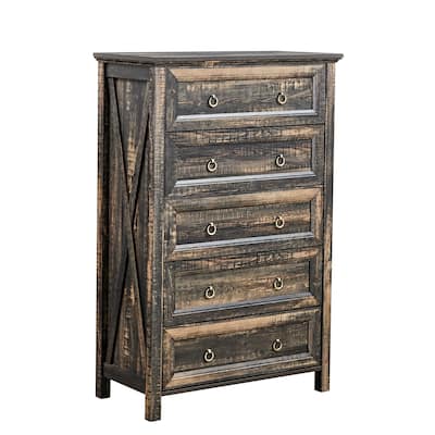 Farmhouse 5 Drawers Dresser Chests for Bedroom,Wood Rustic Tall Chest of Drawers,Dressers