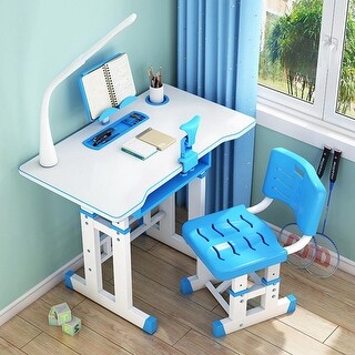 Kids Desk And Chair Set Height Adjustable Children Study Table LED Desk ...