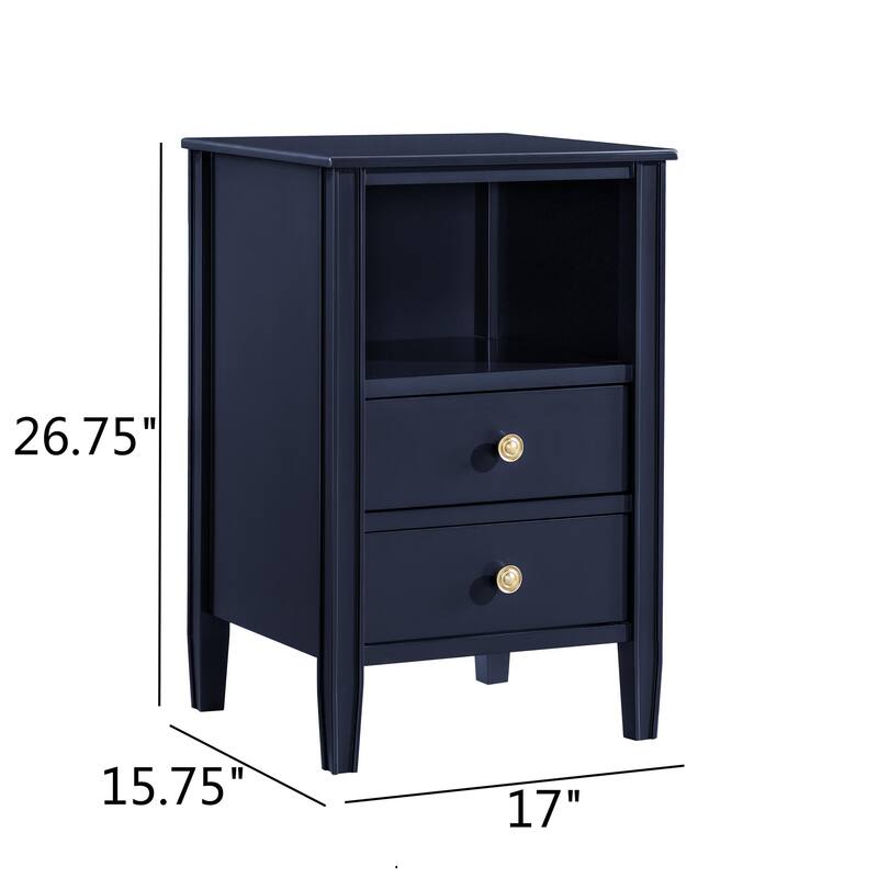 2-Drawer Nightstand in Midnight Blue - Elegant Storage Solution