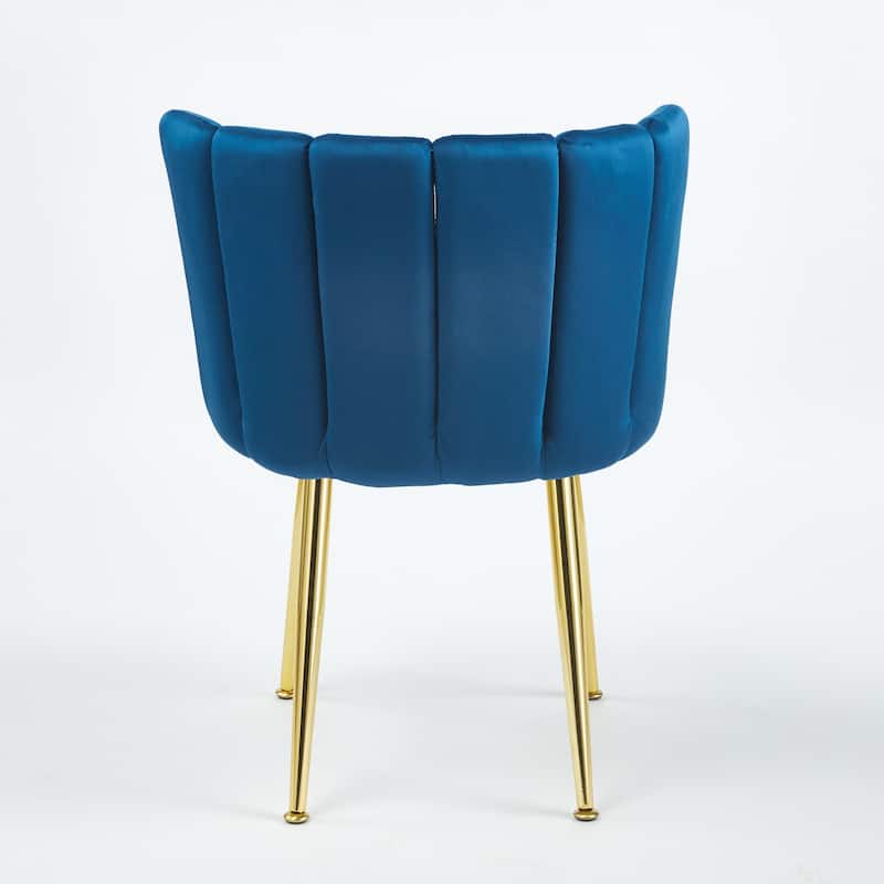 Modern dining chair(set of 2 ) with iron tube golden color legs, velvet and comfortable backrest