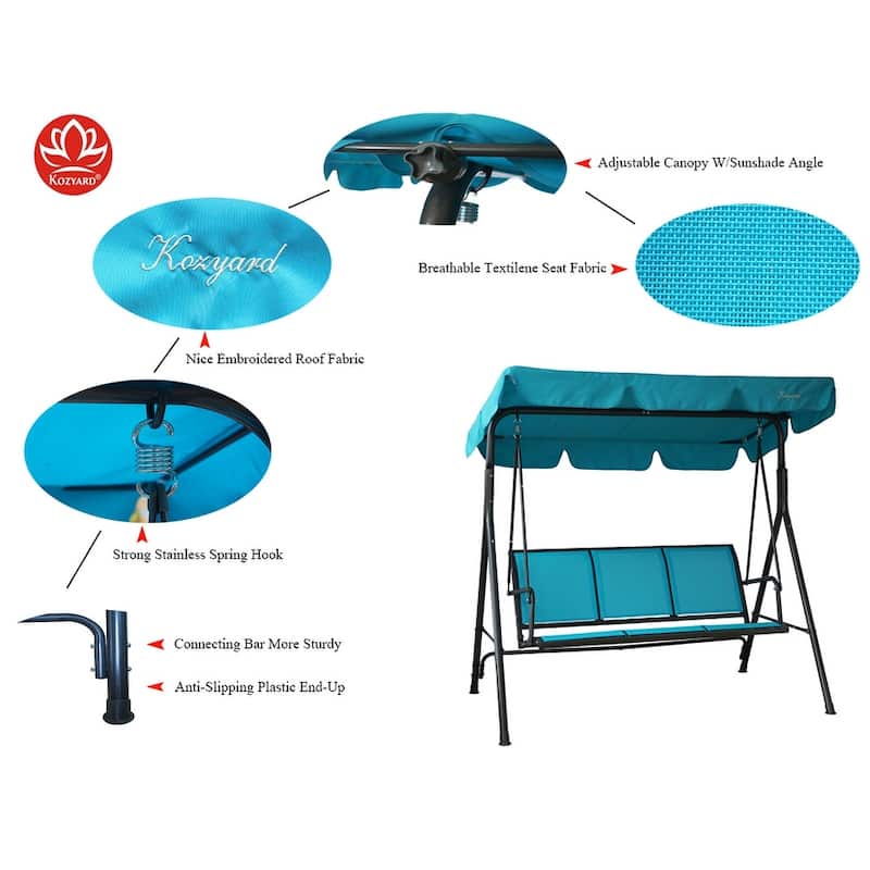 Kozyard Belle 3-person Outdoor Patio Swing with Canopy