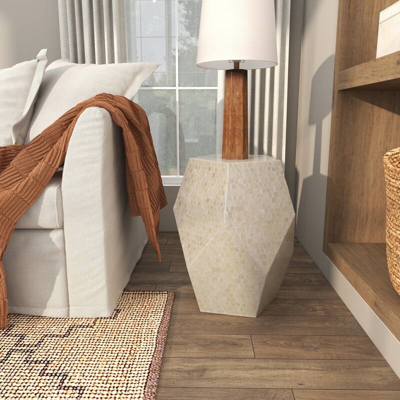 Mother of Pearl Shell Handmade Accent Table - Cream or Multi Colored