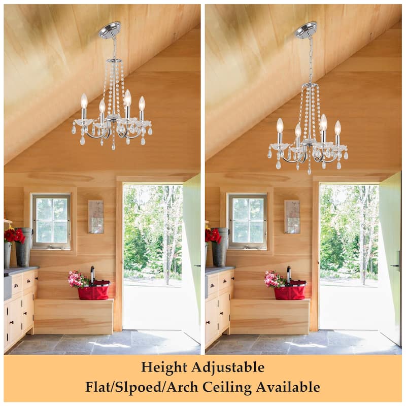 4-Light Candle Style Chandelier with Crystal Accents for Living Room Bedroom