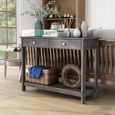Aranda Rustic Grey 43-inch Wood 1-Shelf Sofa Table by Furniture of America