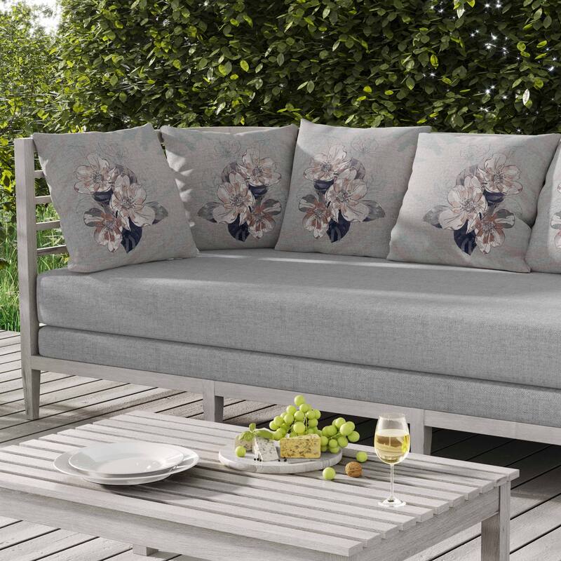Rosemary Romance Indoor/Outdoor Reversible Throw Pillow Gray and Green
