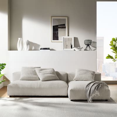 Solace 2-Piece Modular Corduroy Upholstered Sectional Sofa With Chaise