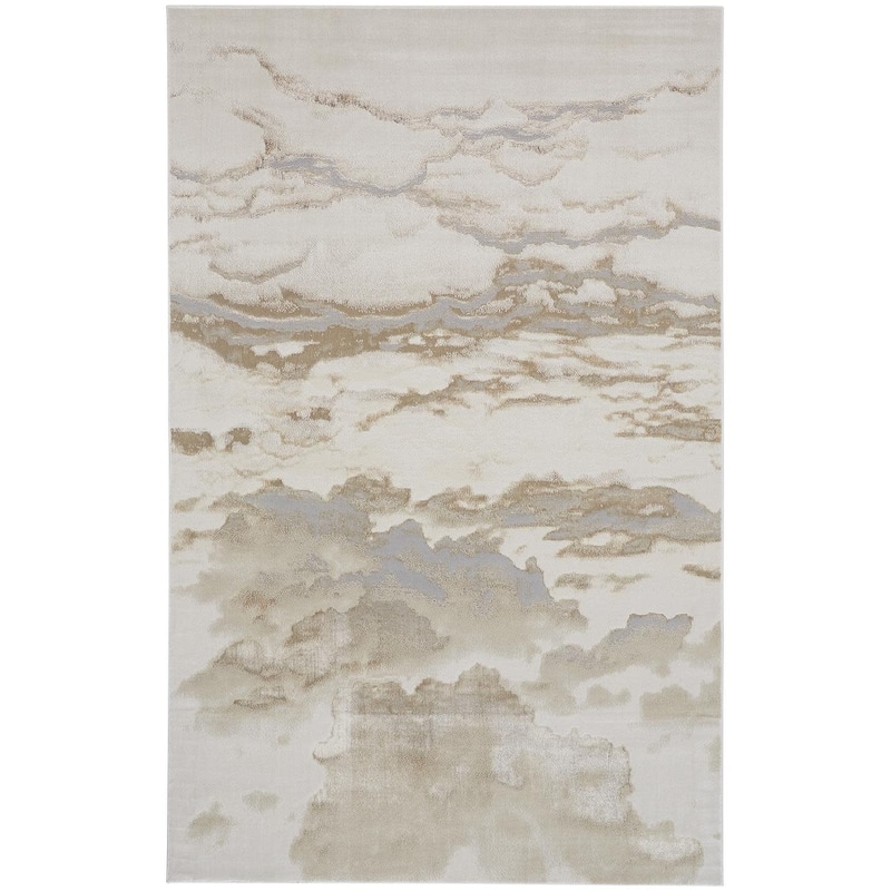 Tripoli R3727 Abstract Modern Area Rug - 5' x 8' - Ivory/Tan/Gray
