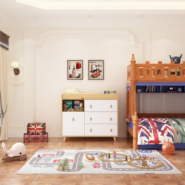 Baby Changing Table Dresser with 4 Drawers Shelf Hidden Trash Storage On Sale Bed Bath Beyond 37932969