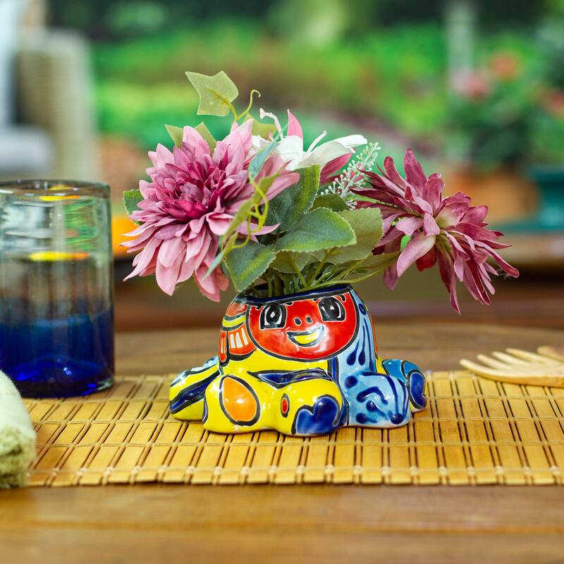 Novica Handmade Marine Hacienda Ceramic Flower Pot