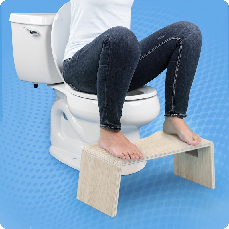 Squatty Potty Oslo Oak Folding Toilet Stool, Compact Stylish and Space-Saving Design for Better Bathroom Posture