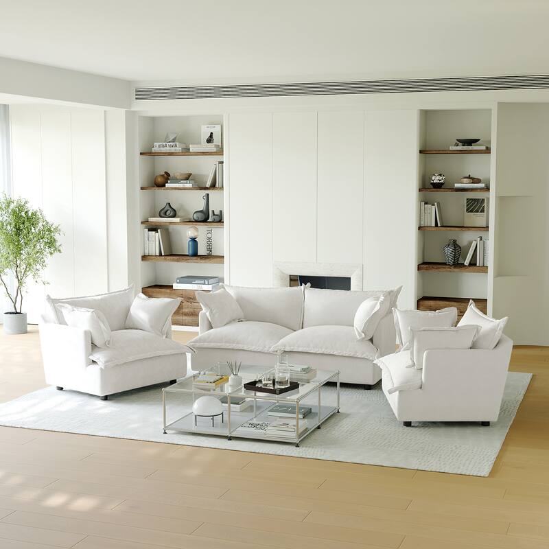Comfy Cloud Oversized Chenille Modular Sectional Sofa Armchair Set