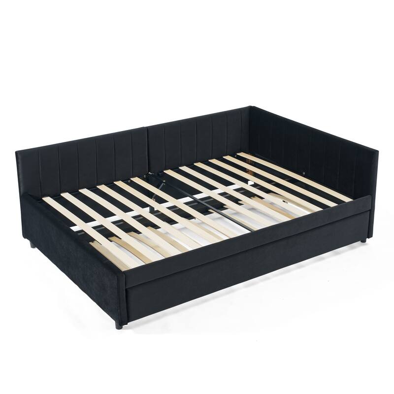 Full Size Daybed with Trundle Upholstered Tufted Sofa Bed