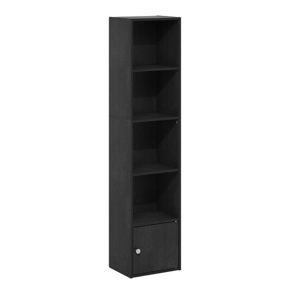 52.1 in. Tall Blackwood Wood 5-Shelf Bookcase with Storage Cabinet ...