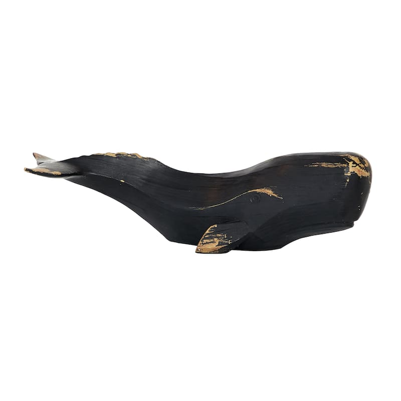 Polystone Whale Handmade Decorative Sculpture - Black - Roche River Decor - Black