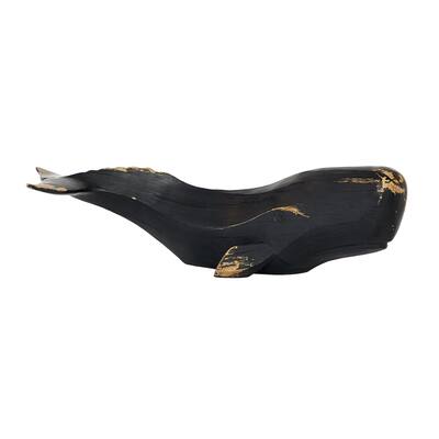 Polystone Whale Handmade Decorative Sculpture - Black - Roche River Decor
