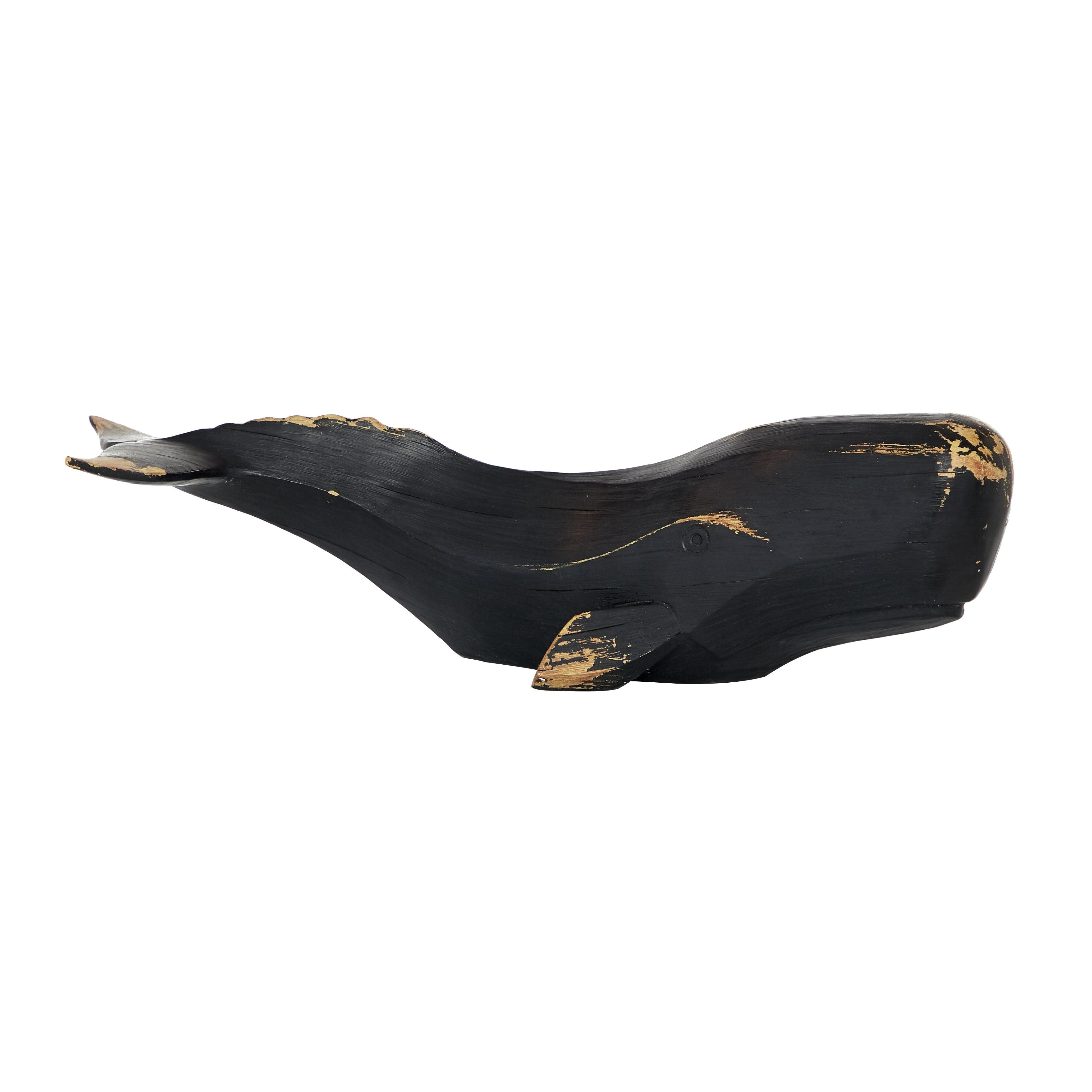 Polystone Whale Handmade Decorative Sculpture - Black - Roche River Decor