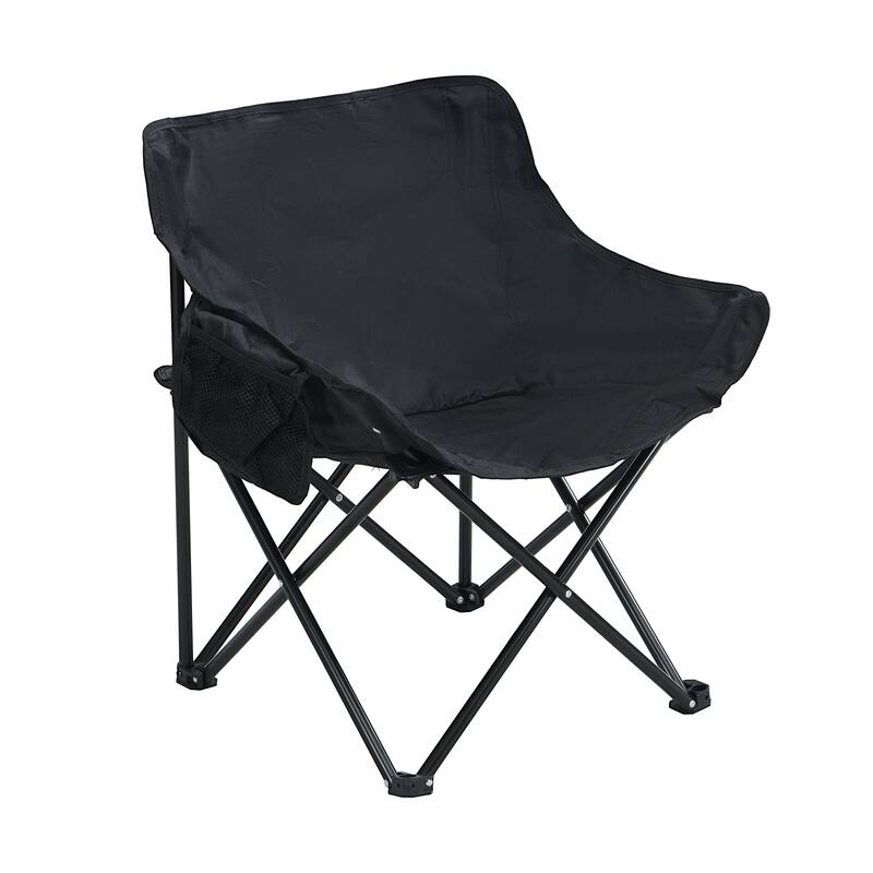 2PCS Folding Portable Outdoor Camping Chairs with Carry Bag Black