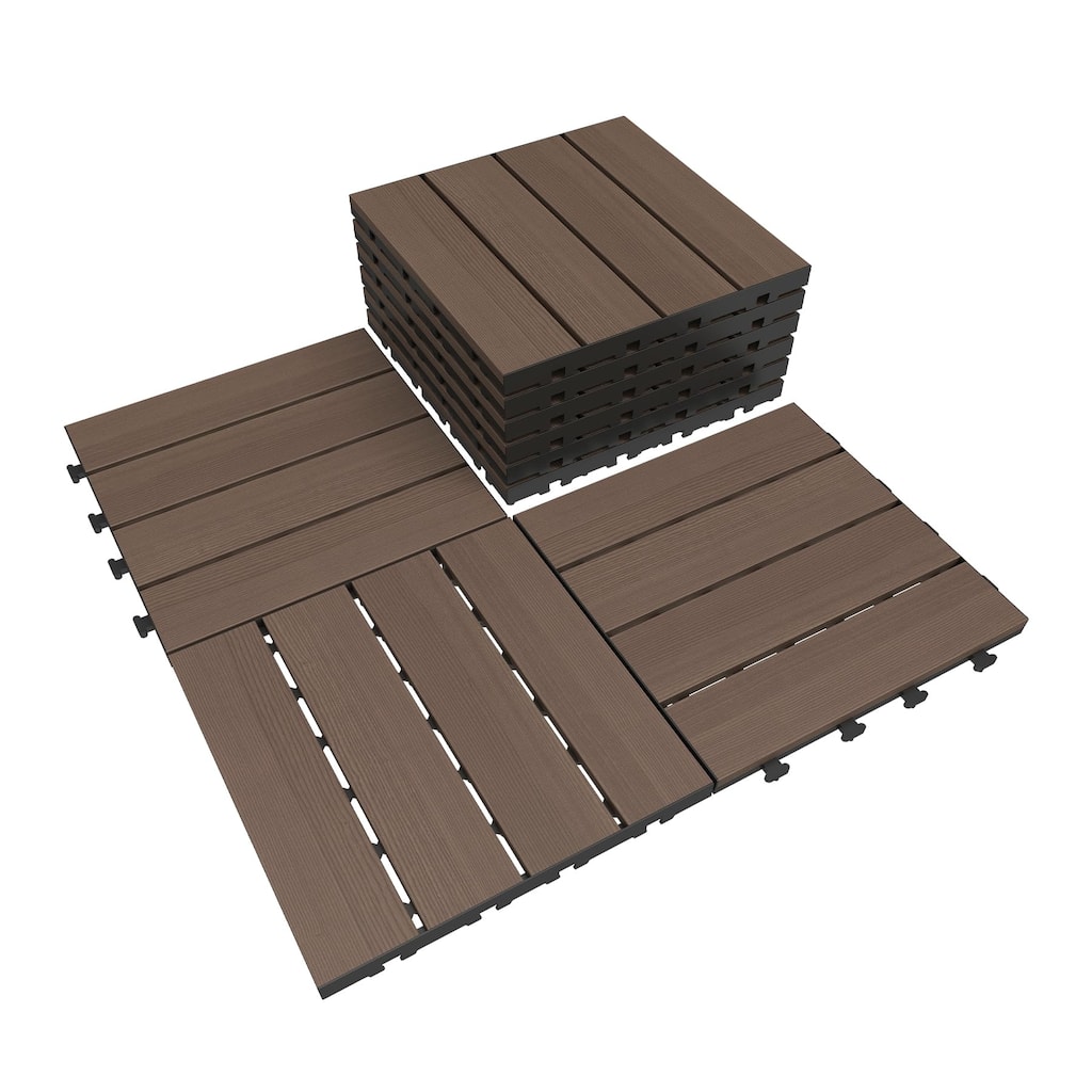 9 Pcs Interlocking Deck Tiles, 12" x 12" HDPE Outdoor Flooring, Deck Tiles Outdoor Waterproof for Deck Garden, All Weather Use