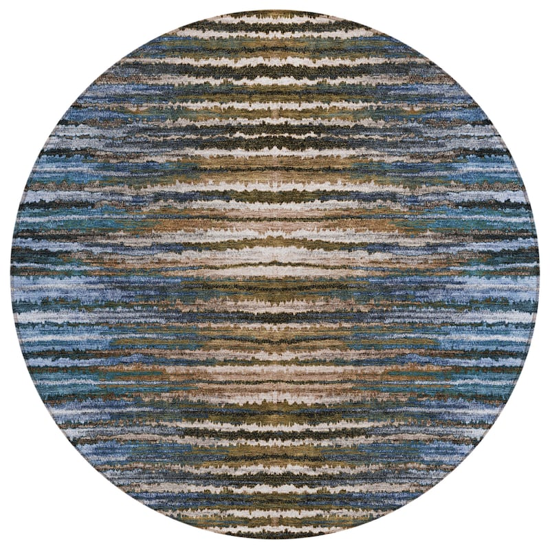 Machine Washable Indoor/ Outdoor Chantille Jagged Stripes Rug