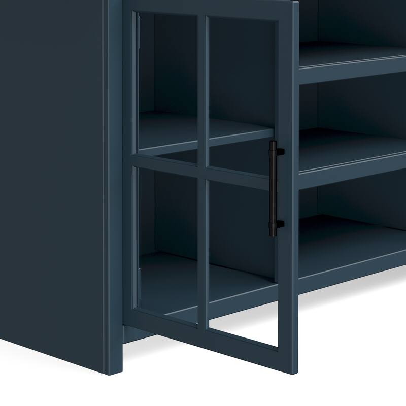 Bridgevine Home Modern Farmhouse 67 inch TV Stand Console for TVs up to 80 inches, No Assembly Required, Two-Tone Finish