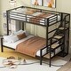 preview thumbnail 1 of 13, Versatile Twin over Full Size Metal Bunk Bed with Storage Staircase and Open Wardrobe Black