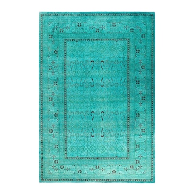 Fine Vibrance One-of-a-Kind Hand-Knotted Area Rug - Blue, 5' 3" x 7' 3" - 5' 3" x 7' 3"