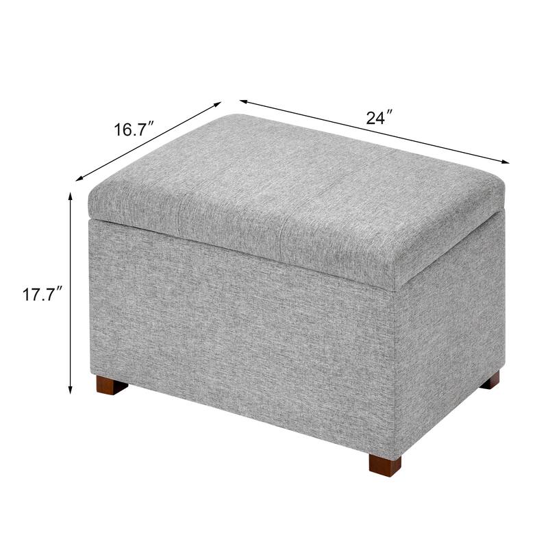 Adeco Faux Leather Storage Ottoman for Living Room Footstool