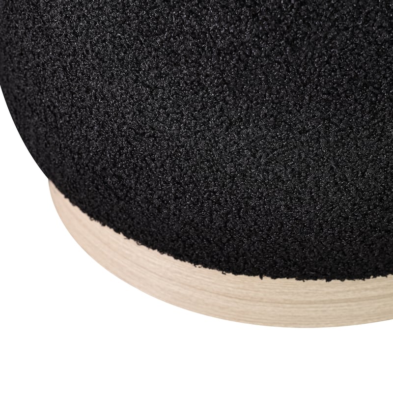 Adeco Teddy Round Upholstered Ottoman Stool