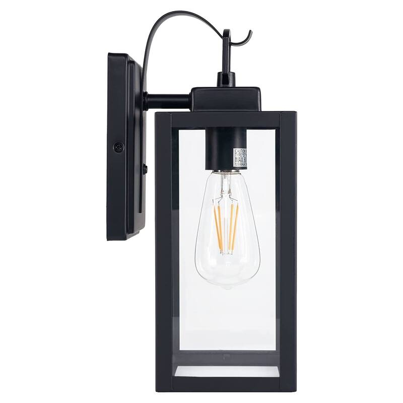 2/4 Pack 1-Light Outdoor Black Steel Wall Sconce with Clear Glass