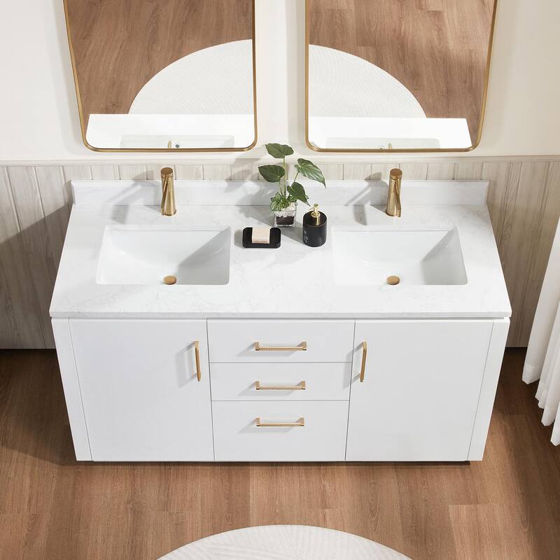 Miseno MV-SAN60M-GW-NM San 60" Free Standing Double Basin Vanity Set