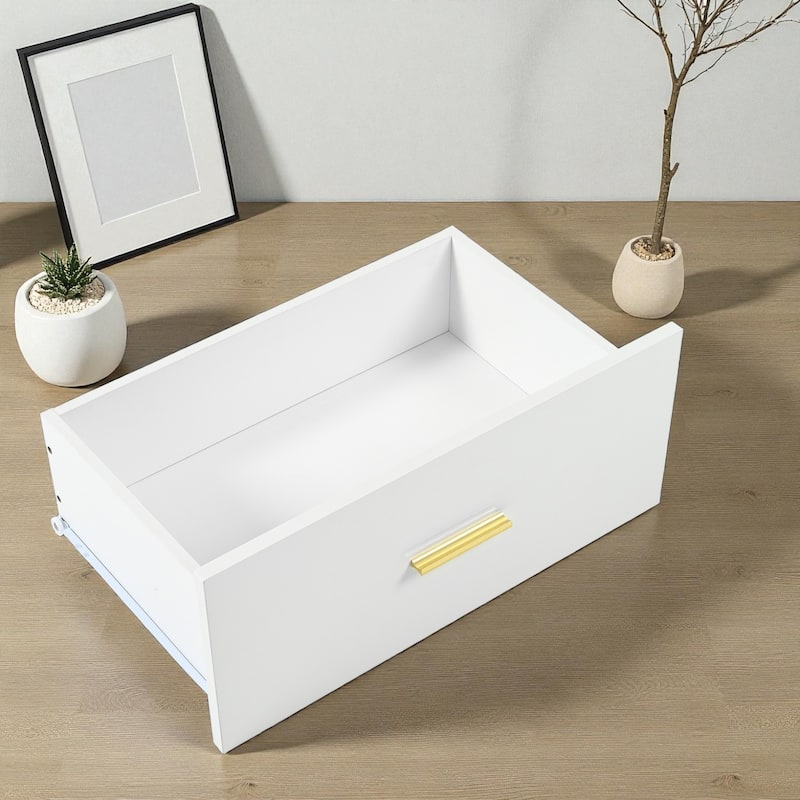 Modern 9-Drawer Dresser Wide Bedroom Chest Engineered Wood Storage Cabinet with Golden Handles and Ample Space