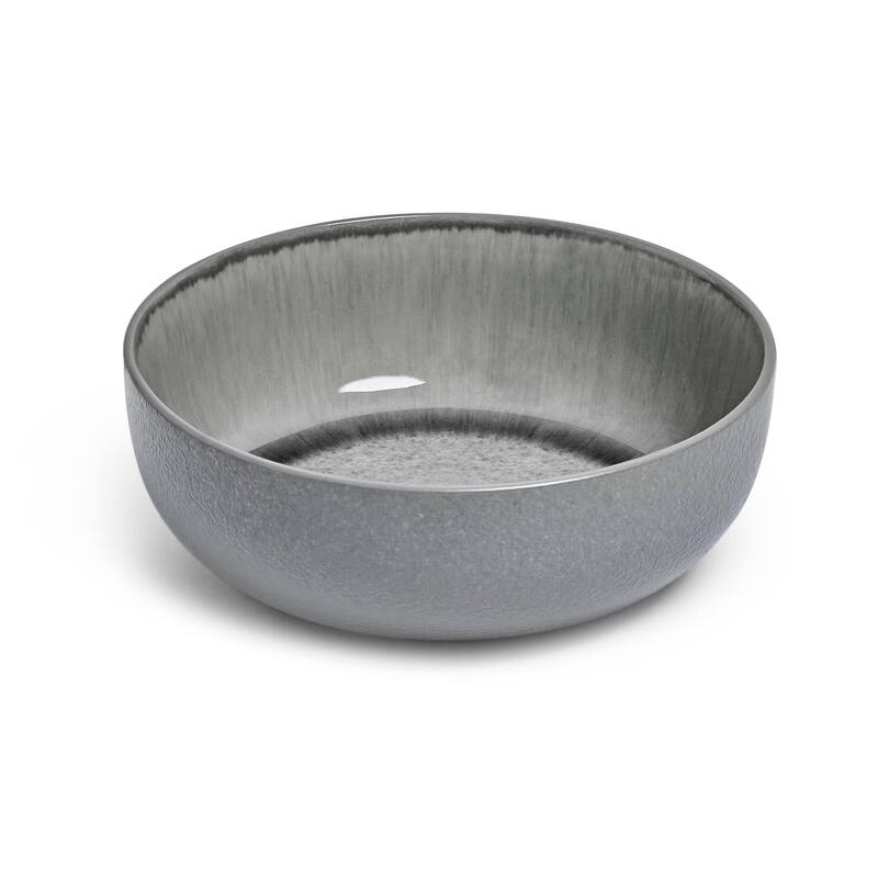 Sango Asher 12-Piece Gray Stoneware Dinnerware Set - Service for 4, Plate & Bowl Set