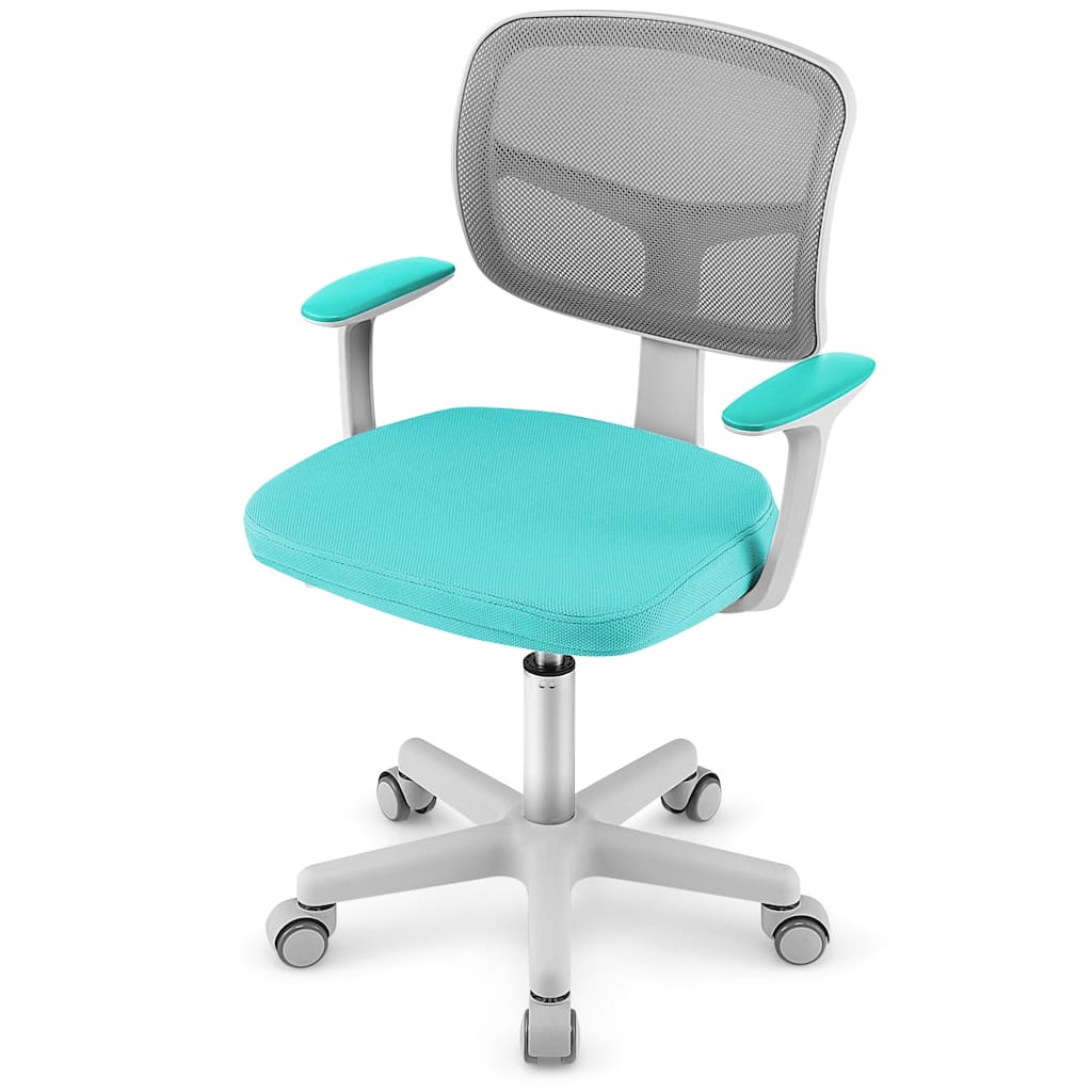 Kids Ergonomic Adjustable Height Study Chair with Swivel Seat and Mesh Backrest and Armrests