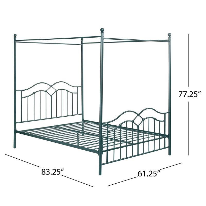 Christopher Knight Home - Voss Queen Iron Canopy Bed Frame with Four-Post Canopy Design