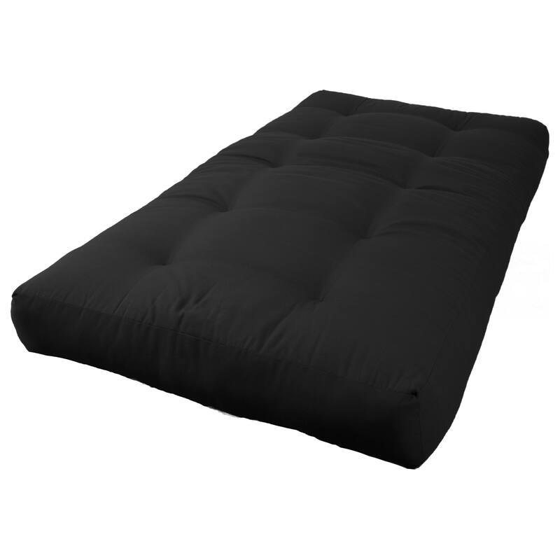 8-inch Thick Twill Futon Mattress (Twin, Full, or Queen) - Black - Twin