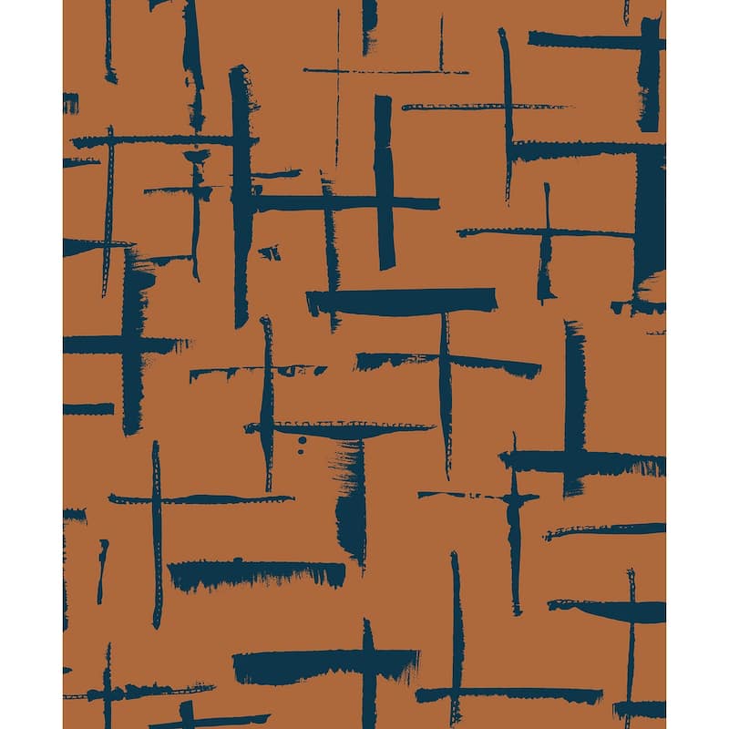 Seabrook Designs Incrociato Geometric Non-Woven Unpasted Wallpaper - 20.9 in W x 33 ft. L - Burnt Orange